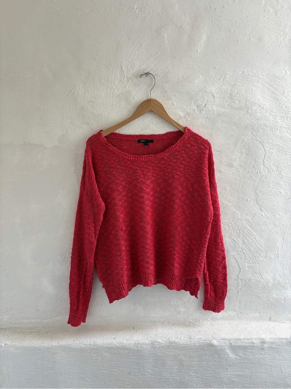 Mango textured vibrant red lightweight sweater